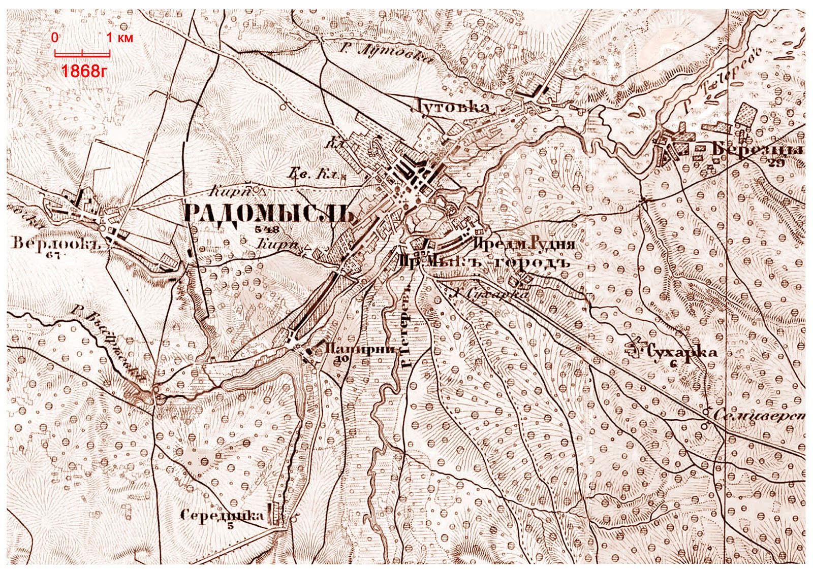 Суміщена карта з фрагментів аркушів 22–7 та 22–8 триверстки